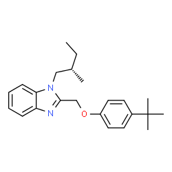 ChemSpider 2D Image | 1-[(2S)-2-Methylbutyl]-2-{[4-(2-methyl-2-propanyl)phenoxy]methyl}-1H-benzimidazole | C23H30N2O