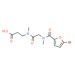 ChemSpider 2D Image | N-(5-Bromo-2-furoyl)-N-methylglycyl-N-methyl-beta-alanine | C12H15BrN2O5