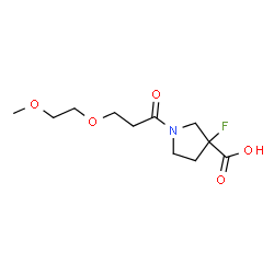ChemSpider 2D Image | 3-Fluoro-1-[3-(2-methoxyethoxy)propanoyl]-3-pyrrolidinecarboxylic acid | C11H18FNO5