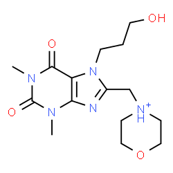 ChemSpider 2D Image | 4-{[7-(3-Hydroxypropyl)-1,3-dimethyl-2,6-dioxo-2,3,6,7-tetrahydro-1H-purin-8-yl]methyl}morpholin-4-ium | C15H24N5O4