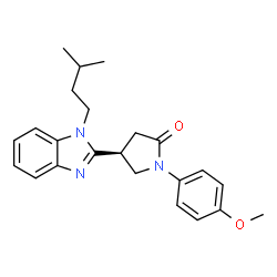 ChemSpider 2D Image | (4S)-1-(4-Methoxyphenyl)-4-[1-(3-methylbutyl)-1H-benzimidazol-2-yl]-2-pyrrolidinone | C23H27N3O2