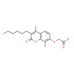 ChemSpider 2D Image | [(3-Hexyl-4,8-dimethyl-2-oxo-2H-chromen-7-yl)oxy]acetate | C19H23O5