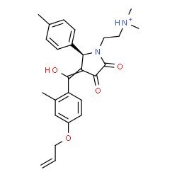 ChemSpider 2D Image | 2-[(2R)-3-{[4-(Allyloxy)-2-methylphenyl](hydroxy)methylene}-2-(4-methylphenyl)-4,5-dioxo-1-pyrrolidinyl]-N,N-dimethylethanaminium | C26H31N2O4
