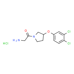 ChemSpider 2D Image | 2-Amino-1-[3-(3,4-dichlorophenoxy)-1-pyrrolidinyl]ethanone hydrochloride (1:1) | C12H15Cl3N2O2