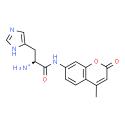 ChemSpider 2D Image | (2S)-3-(1H-Imidazol-5-yl)-1-[(4-methyl-2-oxo-2H-chromen-7-yl)amino]-1-oxo-2-propanaminium | C16H17N4O3