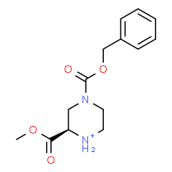 ChemSpider 2D Image | (2R)-4-[(Benzyloxy)carbonyl]-2-(methoxycarbonyl)piperazin-1-ium | C14H19N2O4