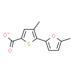ChemSpider 2D Image | 4-Methyl-5-(5-methyl-2-furyl)-2-thiophenecarboxylate | C11H9O3S