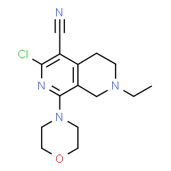 ChemSpider 2D Image | 3-Chloro-7-ethyl-1-(4-morpholinyl)-5,6,7,8-tetrahydro-2,7-naphthyridine-4-carbonitrile | C15H19ClN4O