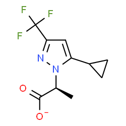 ChemSpider 2D Image | (2R)-2-[5-Cyclopropyl-3-(trifluoromethyl)-1H-pyrazol-1-yl]propanoate | C10H10F3N2O2