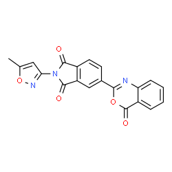 ChemSpider 2D Image | 2-(5-Methyl-isoxazol-3-yl)-5-(4-oxo-4H-benzo[d][1,3]oxazin-2-yl)-isoindole-1,3-dione | C20H11N3O5