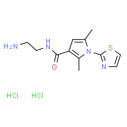 ChemSpider 2D Image | N-(2-Aminoethyl)-2,5-dimethyl-1-(1,3-thiazol-2-yl)-1H-pyrrole-3-carboxamide dihydrochloride | C12H18Cl2N4OS