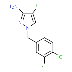 ChemSpider 2D Image | 4-Chloro-1-(3,4-dichlorobenzyl)-1H-pyrazol-3-amine | C10H8Cl3N3