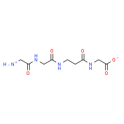 ChemSpider 2D Image | N-(Ammonioacetyl)glycyl-N-(carboxylatomethyl)-beta-alaninamide | C9H16N4O5