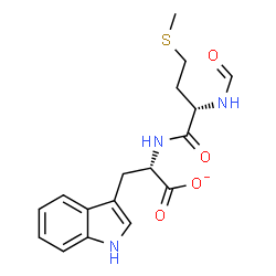ChemSpider 2D Image | (2S)-2-[(N-Formyl-L-methionyl)amino]-3-(1H-indol-3-yl)propanoate | C17H20N3O4S