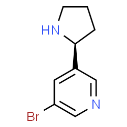ChemSpider 2D Image | 3-bromo-5-(2s)-2-pyrrolidinylpyridine | C9H11BrN2