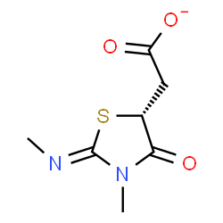 ChemSpider 2D Image | [(2Z,5R)-3-Methyl-2-(methylimino)-4-oxo-1,3-thiazolidin-5-yl]acetate | C7H9N2O3S