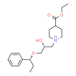 ChemSpider 2D Image | 4-(Ethoxycarbonyl)-1-{(2R)-2-hydroxy-3-[(1R)-1-phenylpropoxy]propyl}piperidinium | C20H32NO4