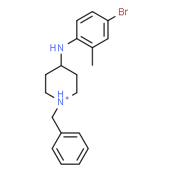 ChemSpider 2D Image | 1-Benzyl-4-[(4-bromo-2-methylphenyl)amino]piperidinium | C19H24BrN2