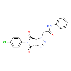 ChemSpider 2D Image | 2-[(3aS,6aS)-5-(4-Chlorophenyl)-4,6-dioxo-4,5,6,6a-tetrahydropyrrolo[3,4-d][1,2,3]triazol-1(3aH)-yl]-N-phenylacetamide | C18H14ClN5O3