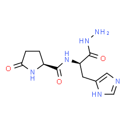 ChemSpider 2D Image | (2S)-N-[(2R)-1-Hydrazino-3-(1H-imidazol-5-yl)-1-oxo-2-propanyl]-5-oxo-2-pyrrolidinecarboxamide | C11H16N6O3