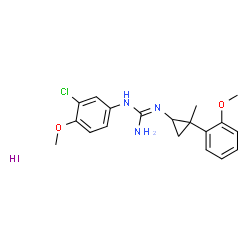 ChemSpider 2D Image | 1-(3-Chloro-4-methoxyphenyl)-2-[2-(2-methoxyphenyl)-2-methylcyclopropyl]guanidine hydroiodide (1:1) | C19H23ClIN3O2