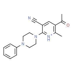 ChemSpider 2D Image | 3-Acetyl-5-cyano-2-methyl-6-(4-phenyl-1-piperazinyl)pyridinium | C19H21N4O