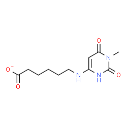ChemSpider 2D Image | 6-[(1-Methyl-2,6-dioxo-1,2,3,6-tetrahydro-4-pyrimidinyl)amino]hexanoate | C11H16N3O4
