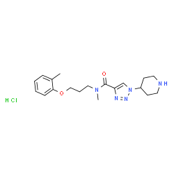 ChemSpider 2D Image | N-Methyl-N-[3-(2-methylphenoxy)propyl]-1-(4-piperidinyl)-1H-1,2,3-triazole-4-carboxamide hydrochloride (1:1) | C19H28ClN5O2
