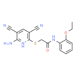 ChemSpider 2D Image | 2-Amino-3,5-dicyano-6-({2-[(2-ethoxyphenyl)amino]-2-oxoethyl}sulfanyl)pyridinium | C17H16N5O2S