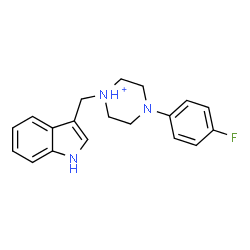 ChemSpider 2D Image | 4-(4-Fluorophenyl)-1-(1H-indol-3-ylmethyl)piperazin-1-ium | C19H21FN3