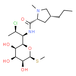 ChemSpider 2D Image | Methyl (5R)-5-[(1S,2R)-2-chloro-1-{[(4R)-1-methyl-4-propyl-D-prolyl]amino}propyl]-1-thio-alpha-L-ribopyranoside | C18H33ClN2O5S
