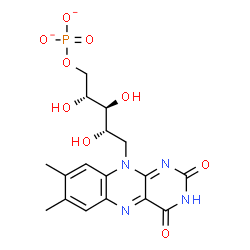 ChemSpider 2D Image | 1-Deoxy-1-(7,8-dimethyl-2,4-dioxo-3,4-dihydrobenzo[g]pteridin-10(2H)-yl)-5-O-phosphonato-D-ribitol | C17H19N4O9P