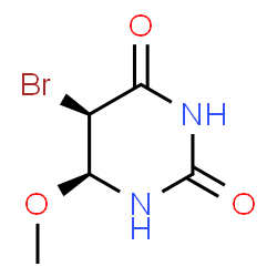 ChemSpider 2D Image | (5R,6S)-5-Bromo-6-methoxydihydro-2,4(1H,3H)-pyrimidinedione | C5H7BrN2O3