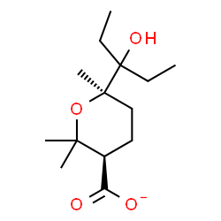 ChemSpider 2D Image | (3R,6R)-6-(3-Hydroxy-3-pentanyl)-2,2,6-trimethyltetrahydro-2H-pyran-3-carboxylate | C14H25O4