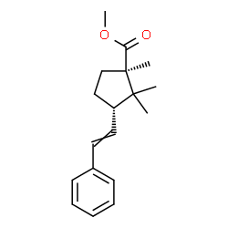 ChemSpider 2D Image | Methyl (1R,3S)-1,2,2-trimethyl-3-(2-phenylvinyl)cyclopentanecarboxylate | C18H24O2