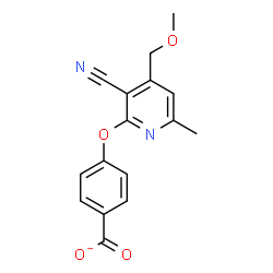 ChemSpider 2D Image | 4-{[3-Cyano-4-(methoxymethyl)-6-methyl-2-pyridinyl]oxy}benzoate | C16H13N2O4