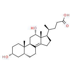 ChemSpider 2D Image | (3alpha,5beta,12alpha,20S)-3,12-Dihydroxychol-8(14)-en-24-oic acid | C24H38O4