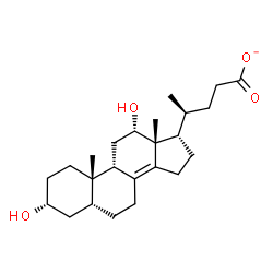 ChemSpider 2D Image | (3alpha,5beta,9beta,12alpha,17alpha,20S)-3,12-Dihydroxychol-8(14)-en-24-oate | C24H37O4