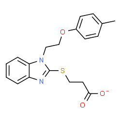 ChemSpider 2D Image | 3-({1-[2-(4-Methylphenoxy)ethyl]-1H-benzimidazol-2-yl}sulfanyl)propanoate | C19H19N2O3S
