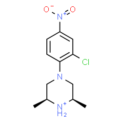 ChemSpider 2D Image | (2R,6S)-4-(2-Chloro-4-nitrophenyl)-2,6-dimethylpiperazin-1-ium | C12H17ClN3O2