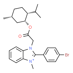 ChemSpider 2D Image | 2-(4-Bromophenyl)-1-(2-{[(1R,2R,5R)-2-isopropyl-5-methylcyclohexyl]oxy}-2-oxoethyl)-3-methyl-1H-benzimidazol-3-ium | C26H32BrN2O2