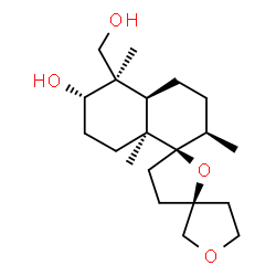 ChemSpider 2D Image | (2''R,3S,4a''R,5'R,5''R,6''S,8a''S)-5''-(Hydroxymethyl)-2'',5'',8a''-trimethyldodecahydro-2''H-dispiro[furan-3,2'-furan-5',1''-naphthalen]-6''-ol | C20H34O4