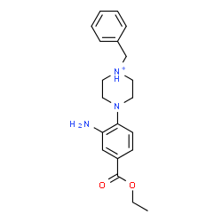 ChemSpider 2D Image | 4-[2-Amino-4-(ethoxycarbonyl)phenyl]-1-benzylpiperazin-1-ium | C20H26N3O2