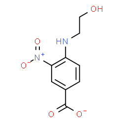 ChemSpider 2D Image | 4-[(2-Hydroxyethyl)amino]-3-nitrobenzoate | C9H9N2O5