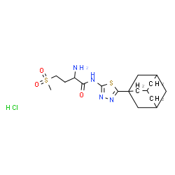 ChemSpider 2D Image | N-[5-(Adamantan-1-yl)-1,3,4-thiadiazol-2-yl]-2-amino-4-(methylsulfonyl)butanamide hydrochloride (1:1) | C17H27ClN4O3S2