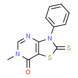 ChemSpider 2D Image | 6-Methyl-3-phenyl-2-thioxo-2,3-dihydro-6H-thiazolo[4,5-d]pyrimidin-7-one | C12H9N3OS2