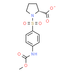ChemSpider 2D Image | (2R)-1-({4-[(Methoxycarbonyl)amino]phenyl}sulfonyl)-2-pyrrolidinecarboxylate | C13H15N2O6S