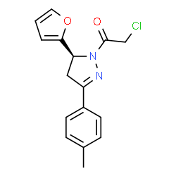ChemSpider 2D Image | 2-Chloro-1-[(5S)-5-(2-furyl)-3-(4-methylphenyl)-4,5-dihydro-1H-pyrazol-1-yl]ethanone | C16H15ClN2O2
