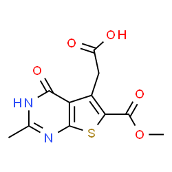 ChemSpider 2D Image | [6-(Methoxycarbonyl)-2-methyl-4-oxo-3,4-dihydrothieno[2,3-d]pyrimidin-5-yl]acetic acid | C11H10N2O5S