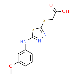 ChemSpider 2D Image | ({5-[(3-methoxyphenyl)amino]-1,3,4-thiadiazol-2-yl}thio)acetic acid | C11H11N3O3S2
